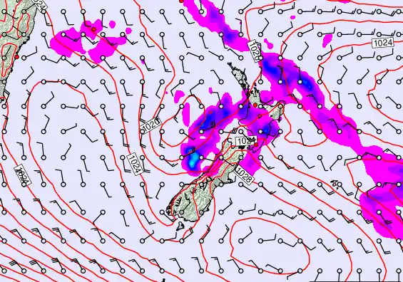 New Zealand forecast chart for Tuesday, March 31st, 2026 at 12:00 PM