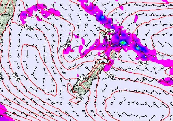 New Zealand forecast chart for Tuesday, March 31st, 2026 at 6:00 PM