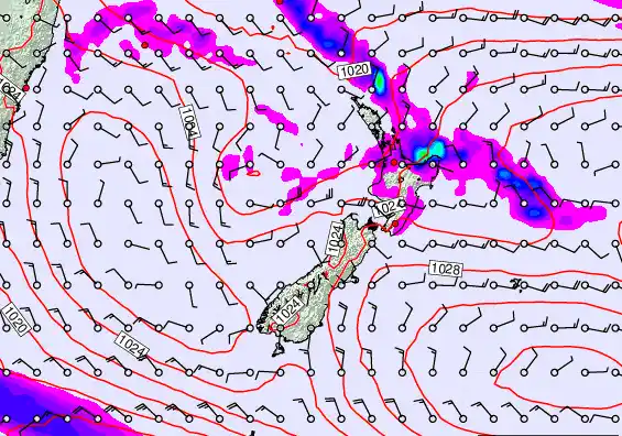 New Zealand forecast chart for Wednesday, April 1st, 2026 at 12:00 AM