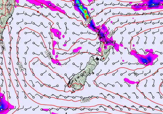 New Zealand forecast chart for Wednesday, April 1st, 2026 at 12:00 PM