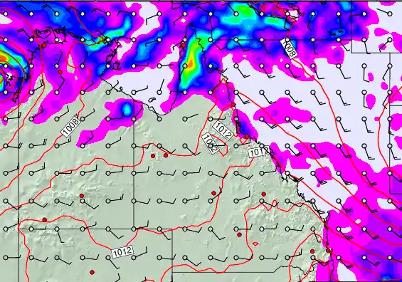 Queensland forecast chart for Monday, March 23rd, 2026 at 12:00 PM