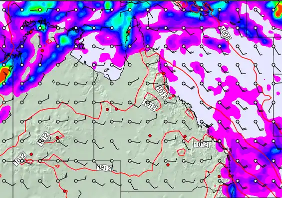 Queensland forecast chart for Tuesday, March 24th, 2026 at 12:00 PM