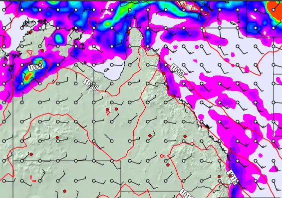 Queensland forecast chart for Tuesday, March 24th, 2026 at 6:00 PM