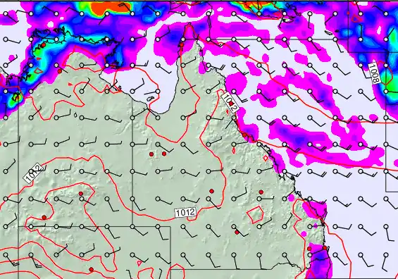Queensland forecast chart for Wednesday, March 25th, 2026 at 12:00 PM