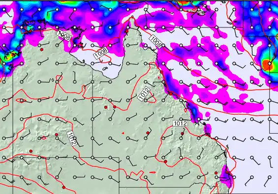 Queensland forecast chart for Wednesday, March 25th, 2026 at 6:00 PM