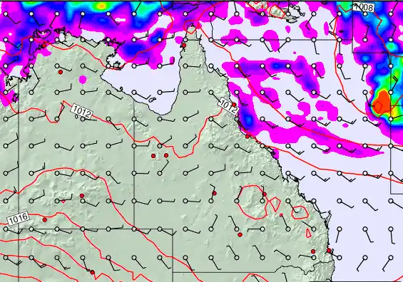 Queensland forecast chart for Thursday, March 26th, 2026 at 12:00 AM