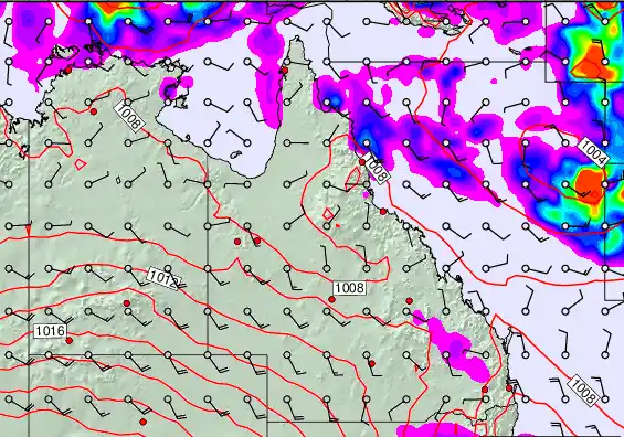 Queensland forecast chart for Thursday, March 26th, 2026 at 6:00 PM