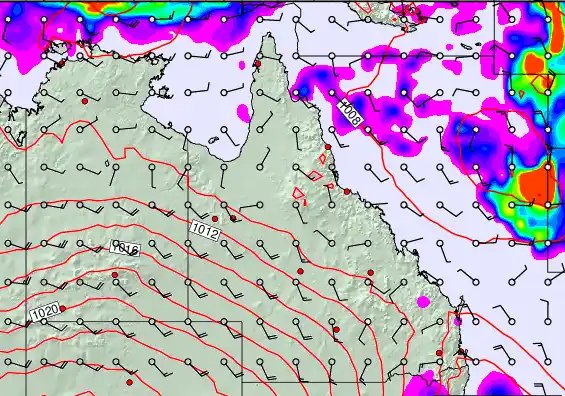 Queensland forecast chart for Friday, March 27th, 2026 at 12:00 AM