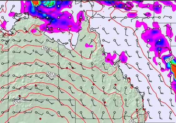 Queensland forecast chart for Saturday, March 28th, 2026 at 6:00 AM