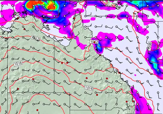 Queensland forecast chart for Sunday, March 29th, 2026 at 12:00 AM