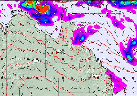 Queensland forecast chart for Sunday, March 29th, 2026 at 6:00 AM