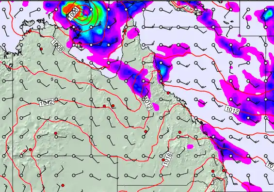 Queensland forecast chart for Sunday, March 29th, 2026 at 6:00 PM