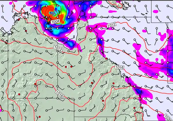 Queensland forecast chart for Monday, March 30th, 2026 at 12:00 AM
