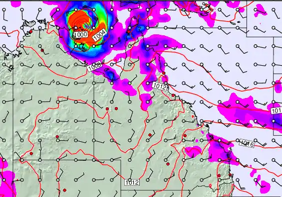 Queensland forecast chart for Monday, March 30th, 2026 at 6:00 AM