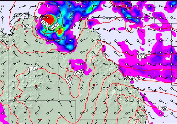 Queensland forecast chart for Monday, March 30th, 2026 at 6:00 PM