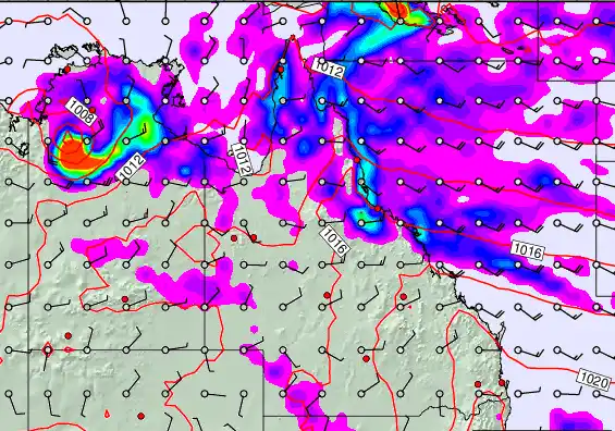 Queensland forecast chart for Wednesday, April 1st, 2026 at 12:00 PM