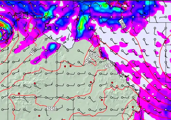 Queensland forecast chart for Monday, March 23rd, 2026 at 12:00 PM