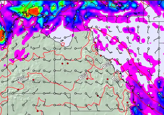 Queensland forecast chart for Tuesday, March 24th, 2026 at 6:00 AM