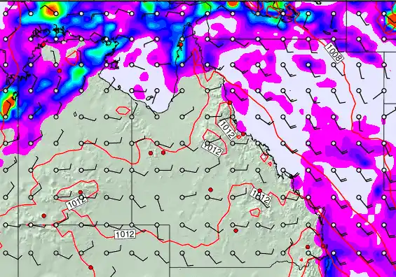 Queensland forecast chart for Tuesday, March 24th, 2026 at 12:00 PM