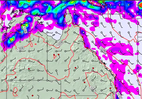 Queensland forecast chart for Tuesday, March 24th, 2026 at 6:00 PM