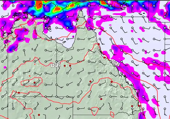 Queensland forecast chart for Wednesday, March 25th, 2026 at 12:00 AM