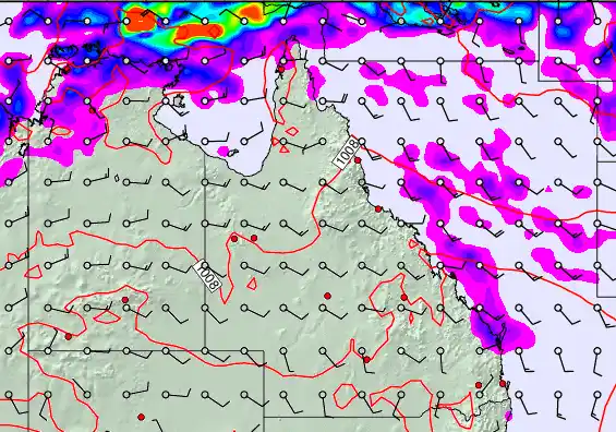 Queensland forecast chart for Wednesday, March 25th, 2026 at 6:00 AM