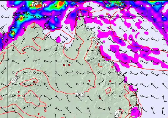 Queensland forecast chart for Wednesday, March 25th, 2026 at 12:00 PM