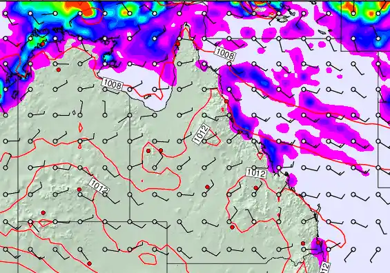 Queensland forecast chart for Wednesday, March 25th, 2026 at 6:00 PM