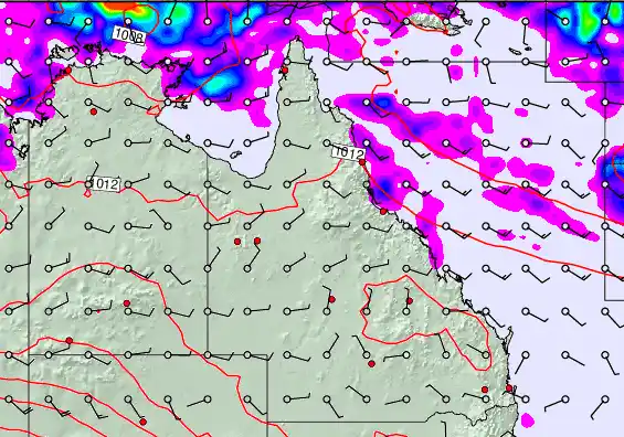 Queensland forecast chart for Thursday, March 26th, 2026 at 12:00 AM