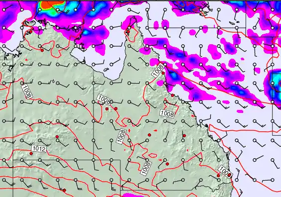 Queensland forecast chart for Thursday, March 26th, 2026 at 6:00 AM
