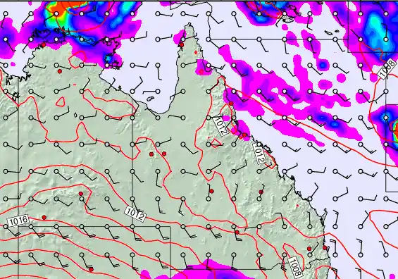 Queensland forecast chart for Thursday, March 26th, 2026 at 12:00 PM