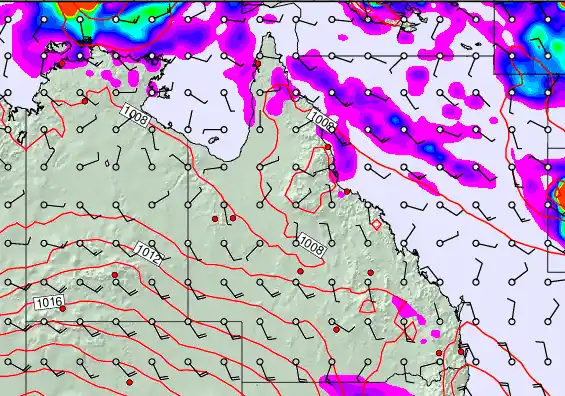 Queensland forecast chart for Thursday, March 26th, 2026 at 6:00 PM