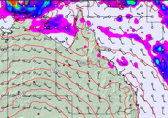 Queensland forecast chart for Saturday, March 28th, 2026 at 6:00 AM