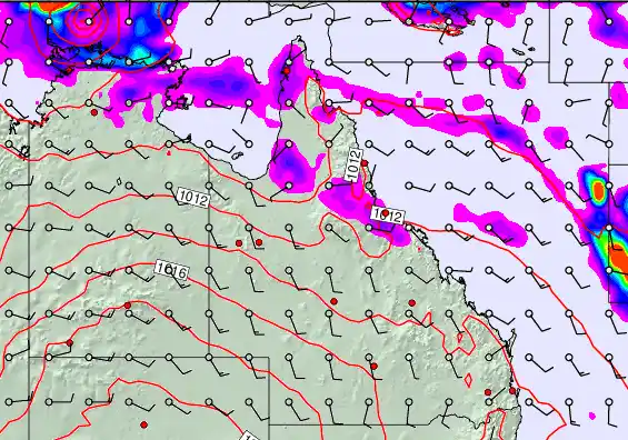 Queensland forecast chart for Saturday, March 28th, 2026 at 12:00 PM