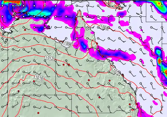 Queensland forecast chart for Saturday, March 28th, 2026 at 6:00 PM