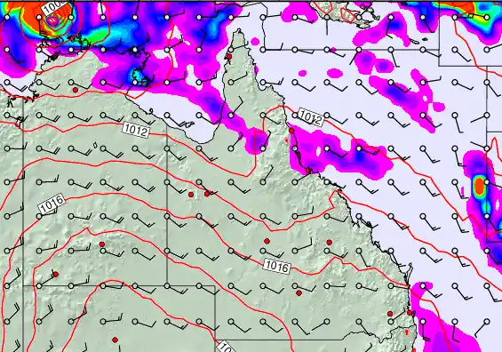 Queensland forecast chart for Sunday, March 29th, 2026 at 12:00 AM