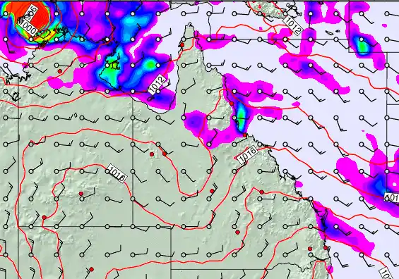 Queensland forecast chart for Monday, March 30th, 2026 at 12:00 AM