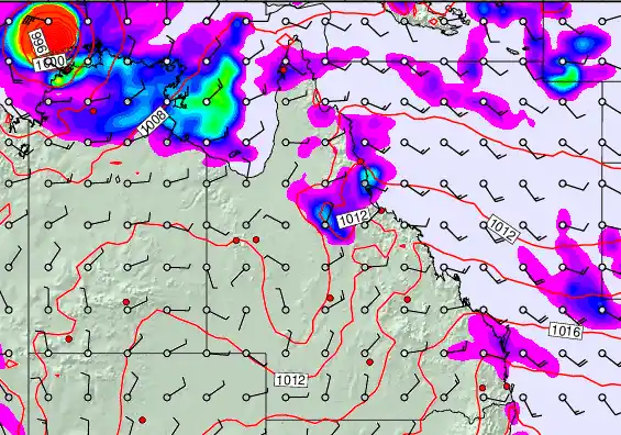 Queensland forecast chart for Monday, March 30th, 2026 at 6:00 AM