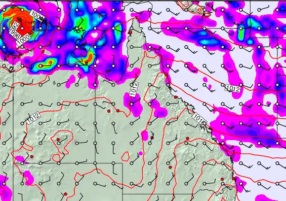 Queensland forecast chart for Monday, March 30th, 2026 at 6:00 PM