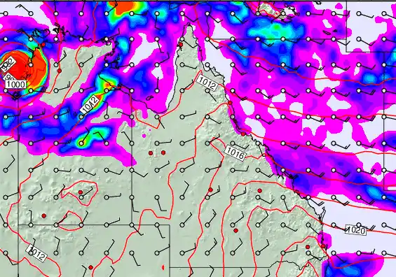 Queensland forecast chart for Tuesday, March 31st, 2026 at 6:00 PM