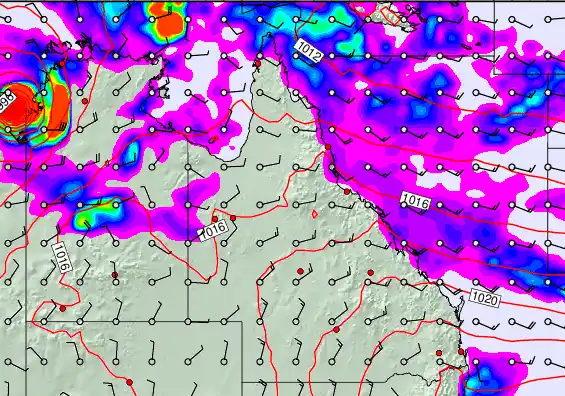 Queensland forecast chart for Wednesday, April 1st, 2026 at 12:00 AM