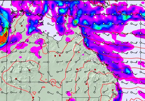 Queensland forecast chart for Wednesday, April 1st, 2026 at 6:00 PM