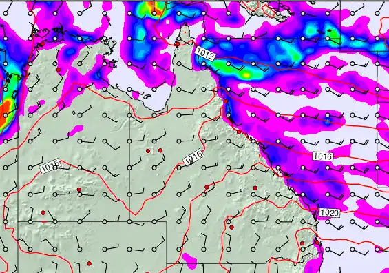 Queensland forecast chart for Thursday, April 2nd, 2026 at 12:00 AM