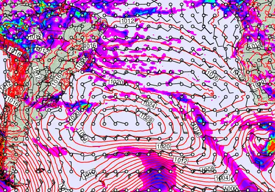South Atlantic forecast chart for Sunday, March 29th, 2026 at 12:00 AM