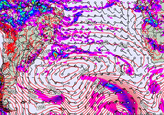 South Atlantic forecast chart for Monday, March 30th, 2026 at 12:00 AM