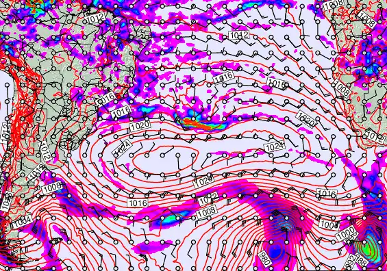 South Atlantic forecast chart for Tuesday, March 31st, 2026 at 12:00 PM