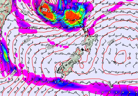 New Zealand forecast chart for Tuesday, March 24th, 2026 at 6:00 PM