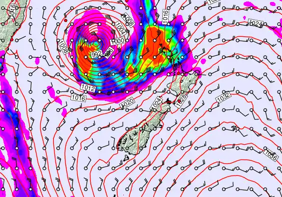 New Zealand forecast chart for Wednesday, March 25th, 2026 at 12:00 PM