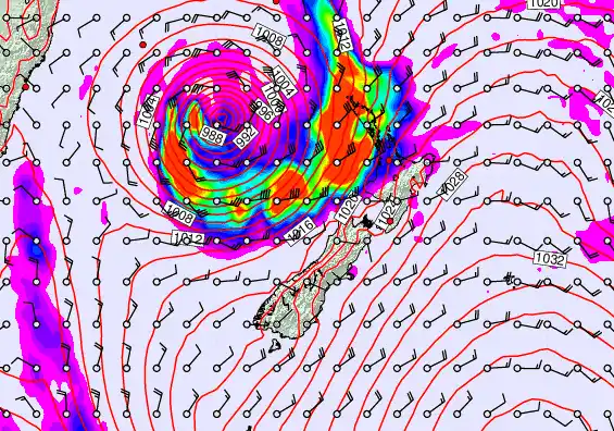 New Zealand forecast chart for Wednesday, March 25th, 2026 at 6:00 PM