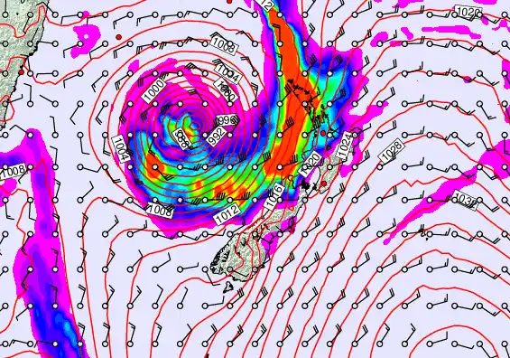 New Zealand forecast chart for Thursday, March 26th, 2026 at 12:00 AM
